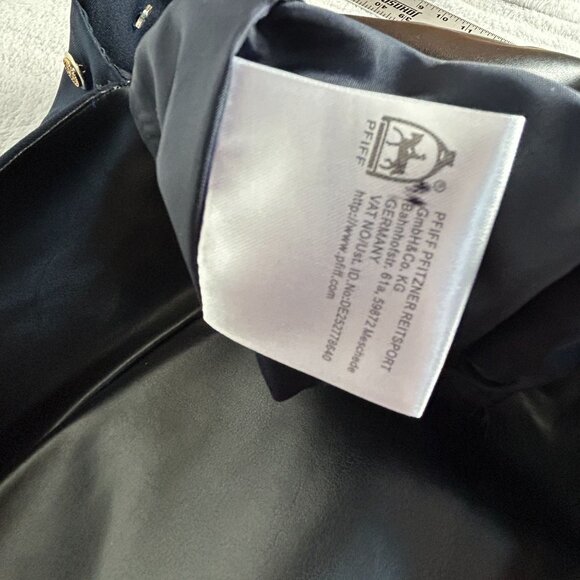 PFIFF Double-Breasted Dress Coat Jacket with Faux Leather Skirt Size 36 Navy - Picture 5 of 11